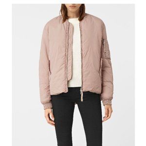 AllSaints Tyne Bomber Jacket Dusty Pink Oversized XS